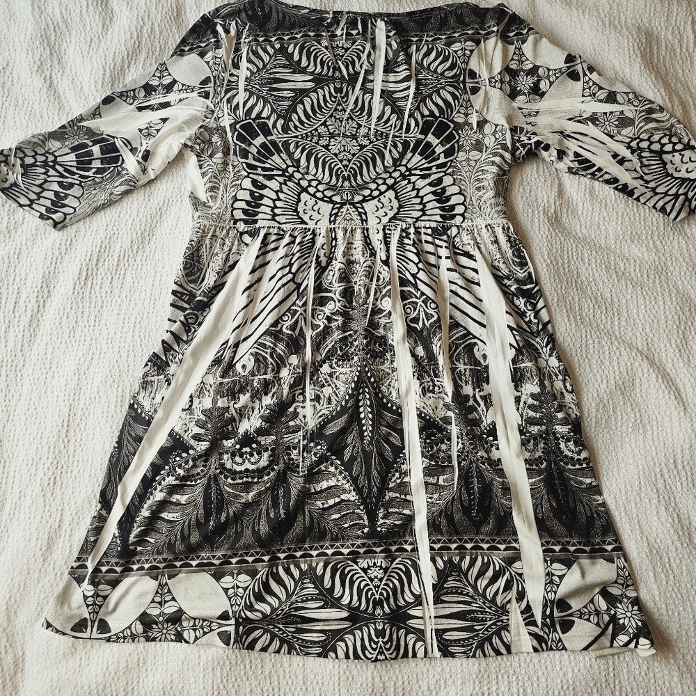 Apt 9 black and white patterned 3/4 sleeve shift dress size large - Picture 11 of 11